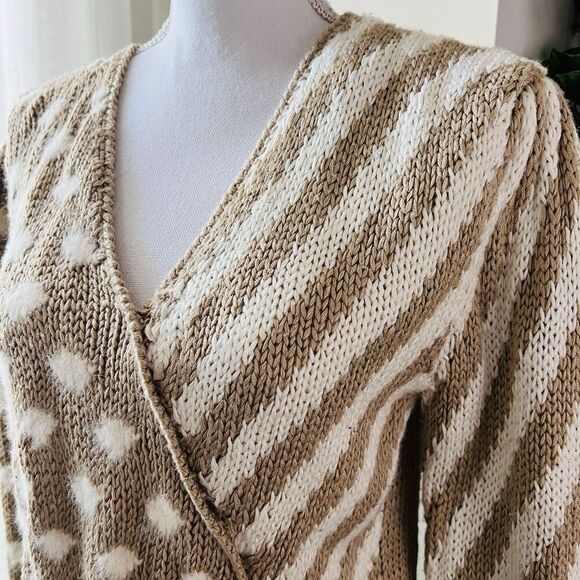 Chantelle Brown & White Angora Rabbit Hair Blend Cozy Sweater - Medium - Picture 6 of 9
